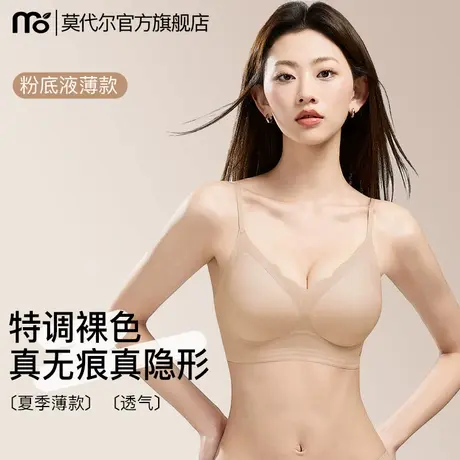 粉底液无痕内衣女夏薄款小胸聚拢隐形细肩带美背空气感A类文胸罩商品大图
