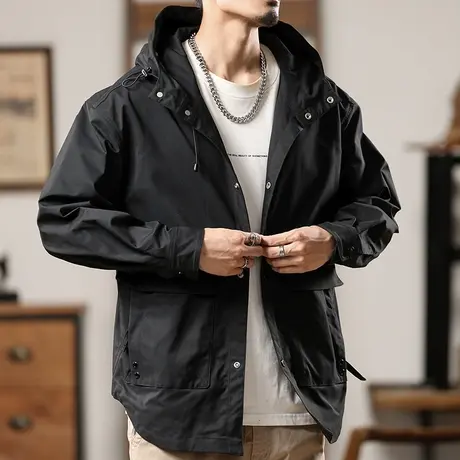 潮流百搭夹克外套纯色保暖外套秋冬款男士上档次休闲夹克外套男图片