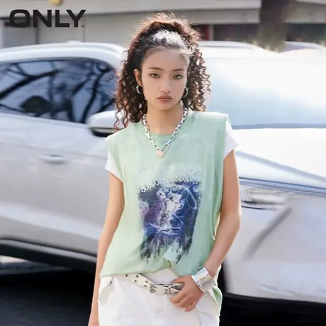 [ONLY奥莱]春季新款潮流宽松无袖印花背心T恤女商品大图