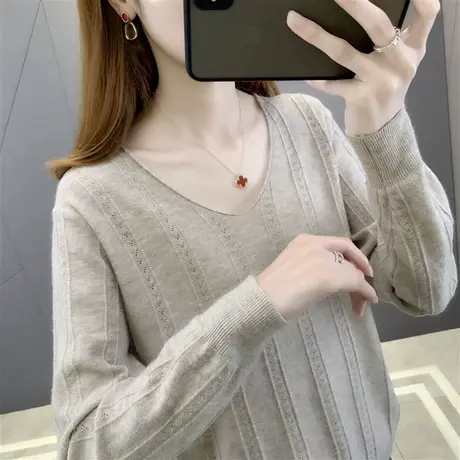 秋冬新款韩版宽松慵懒套头洋气百搭长袖针织打底衫女内搭毛衣上衣图片