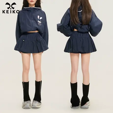 KEIKO [科技三防]轻户外运动风蓬蓬半身裙新款立体感抽皱花苞短裙商品大图
