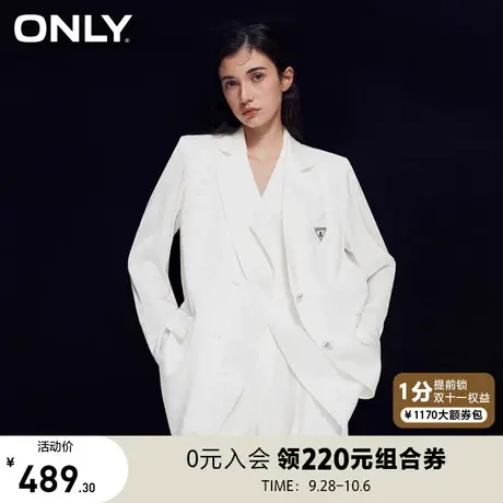 【买4免1】ONLY奥莱2023夏季新款时尚气质女神范满印宽松西装外套商品大图