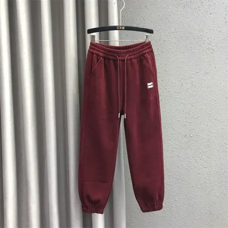 个性字母刺绣哈伦裤女23秋季新款松紧腰宽松百搭加厚九分束脚卫裤图片