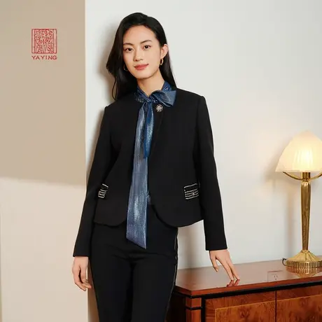 EP雅莹高端系列 丝羊毛圆领通勤修身西装外套 秋冬商场同款1205A商品大图