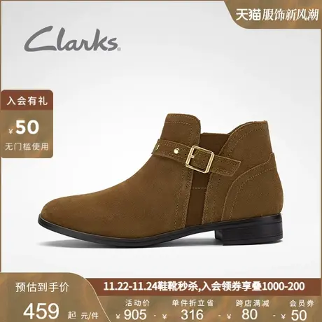 Clarks其乐女鞋秋冬潮流时尚搭扣切尔西靴复古及踝靴短靴女图片