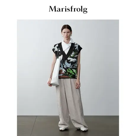 【商场同款】玛丝菲尔冬季新款艺术感撞色无袖针织马甲衫商品大图