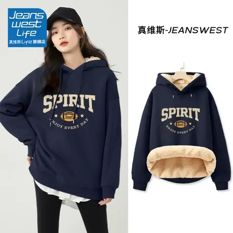 真维斯LIFE冬季外套女2023新款爆款美式慵懒chic休闲潮流长袖上衣商品大图