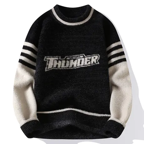 水貂绒毛衣男士秋冬季加厚半高领打底衫保暖上衣青少年秋装羊毛衫图片