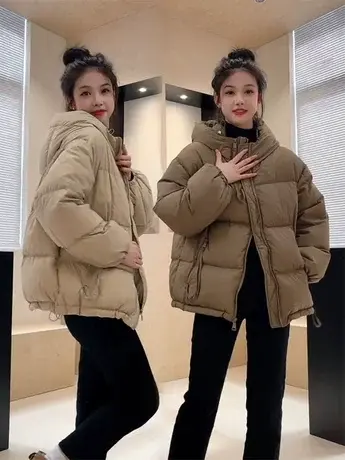 羽绒服女短款2023新款加厚韩版宽松连帽小个子白鸭绒保暖外套潮款商品大图
