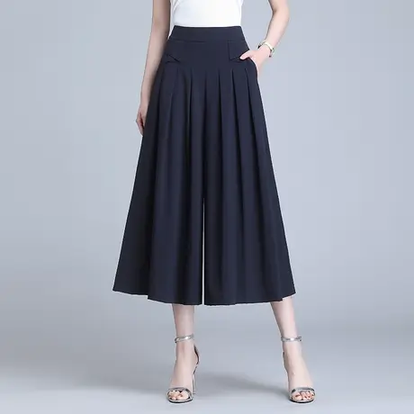 八分裤裙裤女夏季2023新款高腰大码宽松阔腿裤七分裤垂感休闲裤裙商品大图