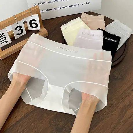 字母超薄面膜素肌无痕内裤少女中腰裸感包臀纯棉抗菌裆三角2023新商品大图