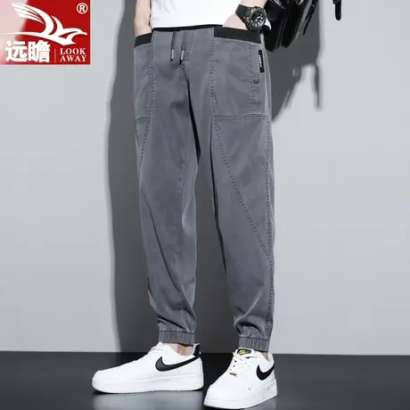 2023夏季新款男士休闲裤冰丝速干运动潮牌宽松束脚工装长裤子男生商品大图
