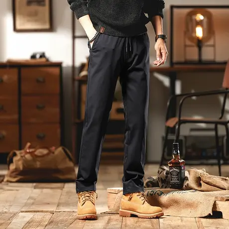 重磅水洗宽松工装裤户外抽绳多口袋裤子男款痞帅潮男休闲裤男款商品大图