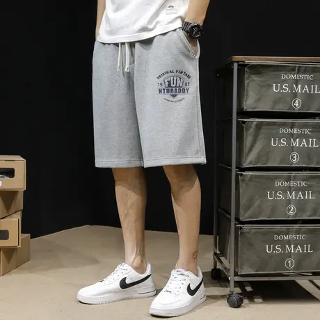 运动短裤男外穿潮牌2024五分休闲中裤宽松大码5分裤子男士夏季新商品大图