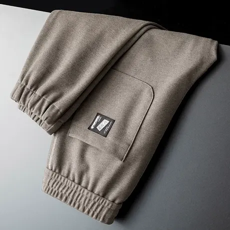 冬季秋冬款毛呢休闲长裤子男裤男士束脚宽松紧腰2023新款潮流百搭商品大图