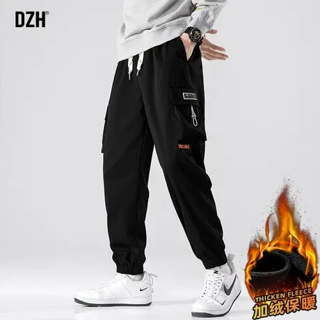 男士加绒裤男冬季工装裤黑色束脚裤子男款加厚休闲裤大码2023新款商品大图