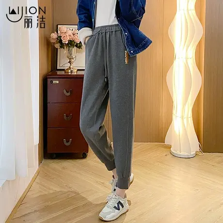 灰色黑色运动裤女秋冬季宽松束脚慢跑裤2023新款大码休闲裤子卫裤图片