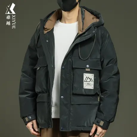 希越中长款工装羽绒服男冬季保暖85白鸭绒男士冲锋衣宽松大码外套商品大图