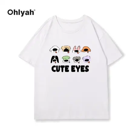 Ohlyah春夏新款潮牌短袖t恤女ins潮纯棉小众设计感半袖无性别体恤商品大图