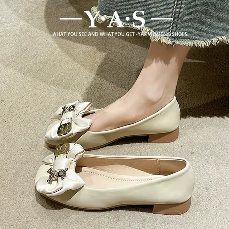 春季黑色小皮鞋单黑色米色卡其欧货小瓢鞋女平底欧洲站软底女鞋潮商品大图