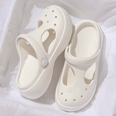 厚底洞洞鞋拖鞋女夏季外穿室内家居增高2024新款踩屎感包头凉拖鞋商品大图