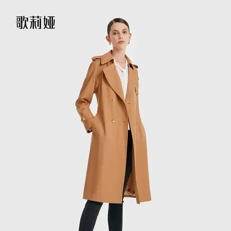 歌莉娅精纺羊毛中长款风衣女秋新款英伦风通勤显瘦外套1B9L6L060图片