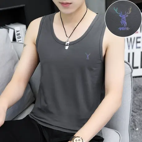 莫代尔冰丝背心男潮夏季吊带运动坎肩健身篮球跨栏宽肩无袖t恤男商品大图