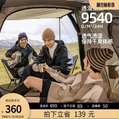 【熊猫系列】骆驼冲锋衣女装三防羽绒服男女三合一短外套登山服冬商品大图