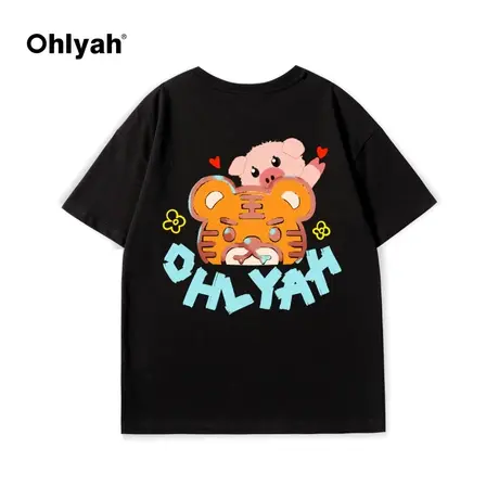 Ohlyah原创潮牌黑色t恤女短袖设计感小众上衣宽松半袖2023年新款商品大图