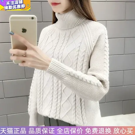 高领毛衣女宽松加厚插肩上衣2023年秋冬新款针织衫百搭保暖打底衫图片