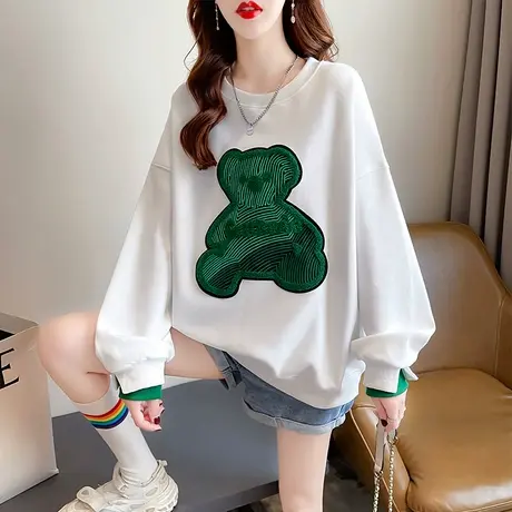 设计感小众卫衣女春秋季韩版宽松大码薄款小个子假两件上衣服外套商品大图