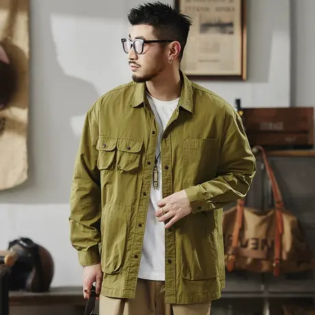 Modi Nick/摩帝尼克男士工装长袖衬衫宽松休闲舒适复古潮流外套男图片