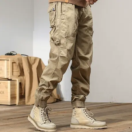 加绒加厚工装休闲裤子男士2022冬季保暖外穿时尚潮牌百搭束脚裤男商品大图