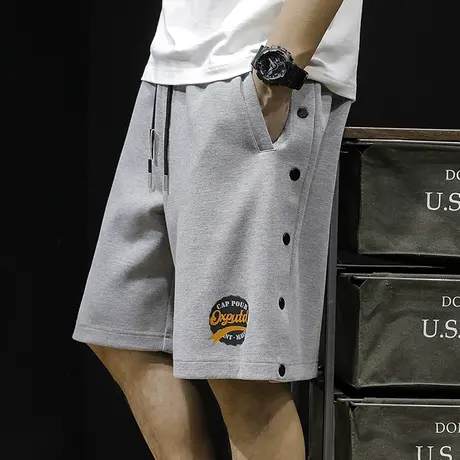 排扣运动短裤男外穿潮牌ins爆款夏季重磅休闲五分裤宽松大码裤子商品大图