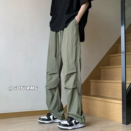 美式阔腿伞兵工装裤男女宽松复古休闲冲锋裤潮牌情侣运动长裤束脚商品大图