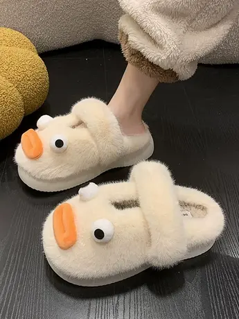 搞怪可爱卡通毛毛拖女厚底舒适保暖冬季棉拖鞋包头绒毛拖室内外潮商品大图