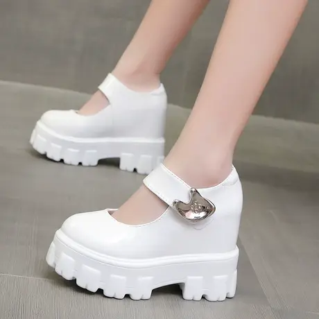 法式气质玛丽珍高跟鞋女2023新款春季复古乐福鞋厚底白色小皮鞋子商品大图