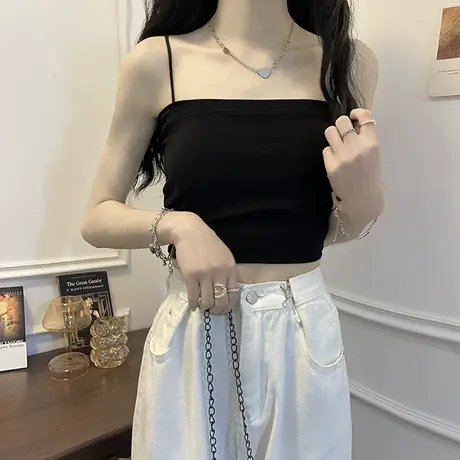 内搭小吊带春夏韩版2024新款修身显瘦百搭短款黑色外穿背心上衣女图片