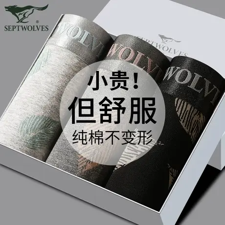 七匹狼男士内裤纯棉四角裤男款高档平角高颜值图案性感潮流短裤衩商品大图