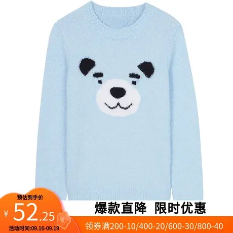 艾格2023春季女新品百搭休闲宽松卡通长袖针织衫Y125商品大图
