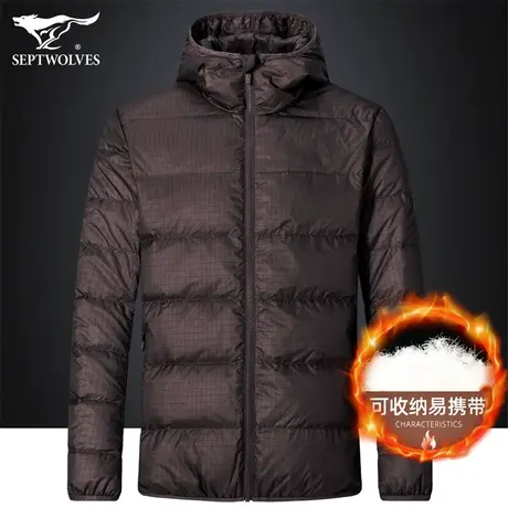 七匹狼狼族部落男士立领羽绒服2023春季户外便捷保暖连帽鸭绒外套商品大图