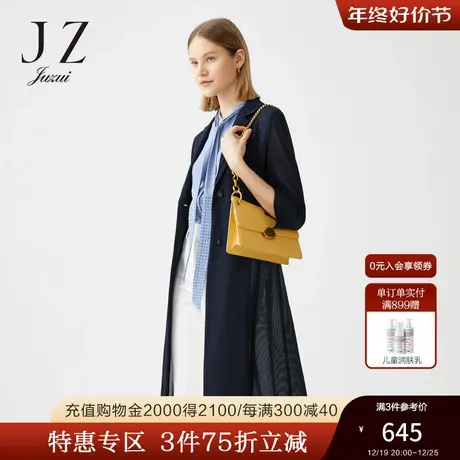 JUZUI/玖姿奥莱官方春季新款气质醋酸网格中长薄款女风衣商品大图