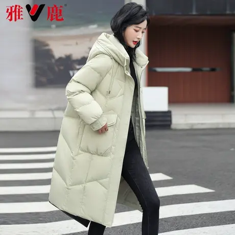 雅鹿羽绒服女中长款2022冬季新款长过膝时尚休闲宽松连帽保暖外套商品大图