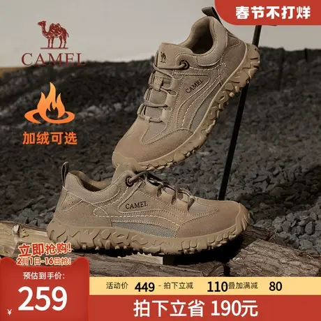 骆驼男鞋2023冬季新款复古低帮工装鞋男加绒户外登山休闲运动鞋图片