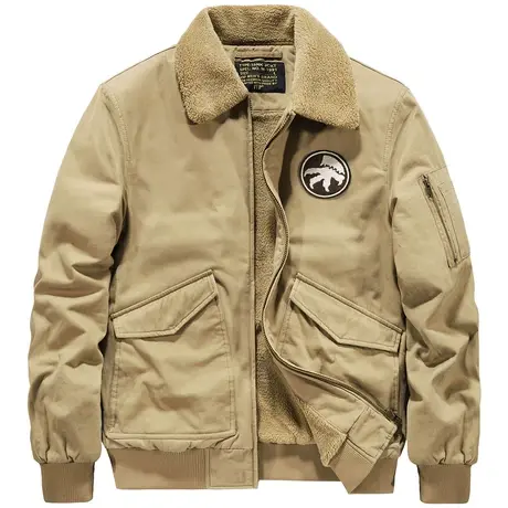 VIP棉衣男冬季加厚翻领飞行员夹克宽松工装外套加绒棉服保暖棉袄商品大图