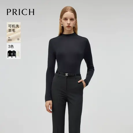 【可机洗羊毛】PRICH气质修身针织衫2024冬季新款收腰保暖毛衣女商品大图
