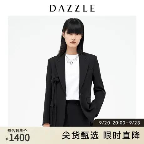 DAZZLE地素奥莱 黑色立体装饰休闲西装外套女2D4F5091A图片