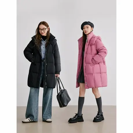【直播】连帽羽绒服女中长款冬装新款高级感超好看时尚厚外套商品大图