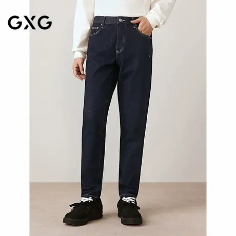 GXG男装 经典弹力修身直筒黑色牛仔裤简约小脚长裤 2025秋季新品图片