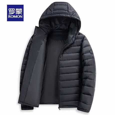 罗蒙男士短款连帽羽绒服2025秋季新款休闲轻薄秋羽绒时尚休闲外套商品大图